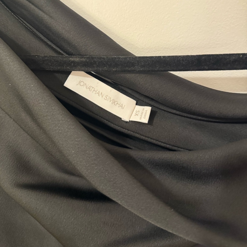 Jonathan Simkhai l Draped One Shoulder Top Black XS - Picture 8 of 9